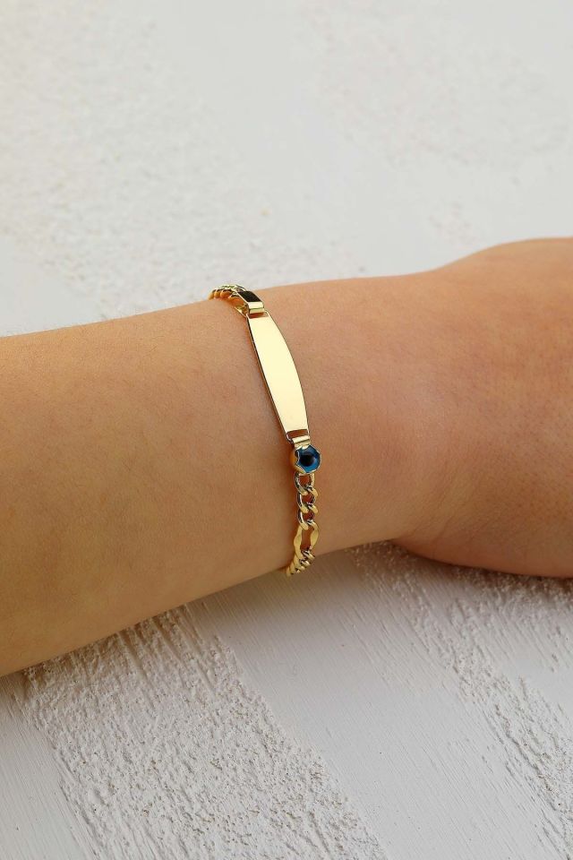 Prenses Pırlanta-Çocuk 14 Ayar Altın Nazar Göz Taşlı Künye