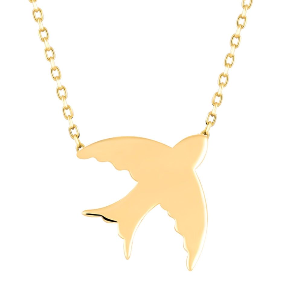 Prenses Pırlanta-14 Ayar Altın Kırlangıç Altın Kolye Modeli ''45 cm''