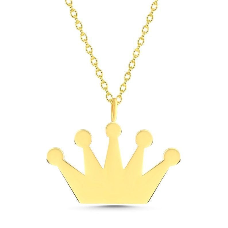 Prenses Pırlanta-14 Ayar Altın Taç Altın Kolye Modeli ''45 cm''