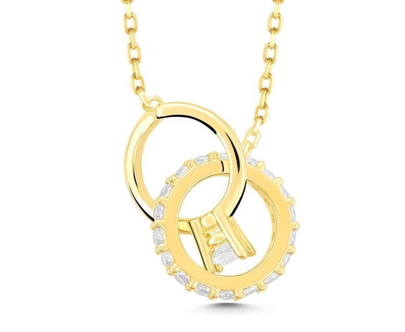 Prenses Pırlanta-14 Ayar Altın Tektaş Alyans Altın Kolye Modeli ''45 cm''