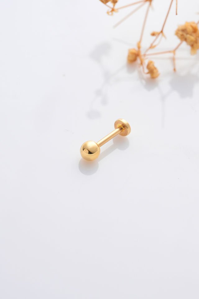 PRENSES PIRLANTA 14 Ayar Altın Tragus Küpe Top Vidalı