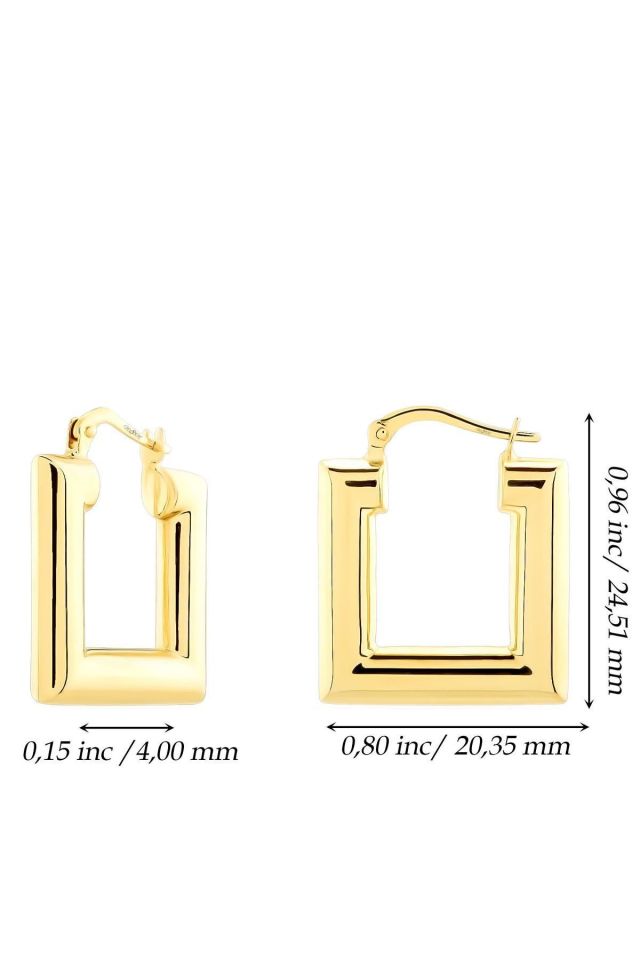 Prenses Pırlanta-Kare-14 Ayar Altın Küpe Modeli 2,70 gr