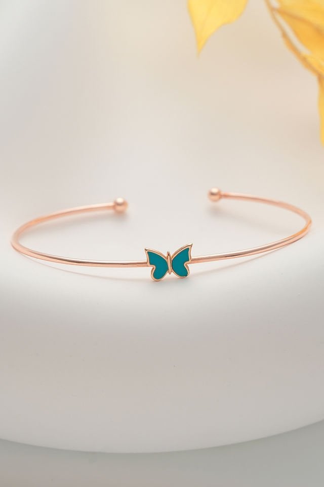 PRENSES PIRLANTA 14 Ayar Altın Mineli Rose Kelebek Spor Kelepçe