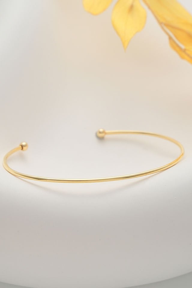 PRENSES PIRLANTA 14 Ayar Altın Bombeli Düz Spor Kelepçe