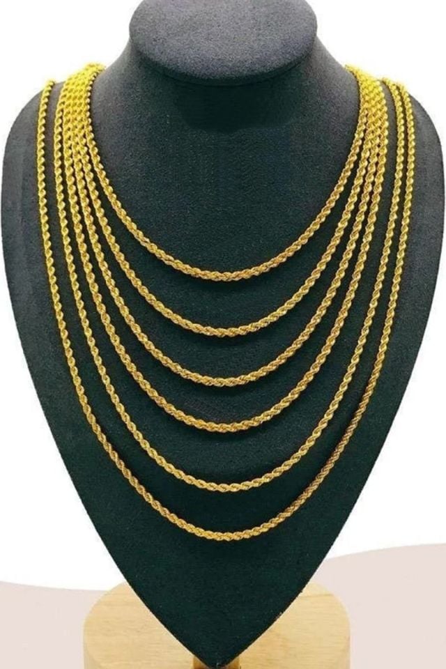 Prenses Pırlanta-14 Ayar Altın Halat Burgu Zincir Altın Kolye Modeli 40 cm