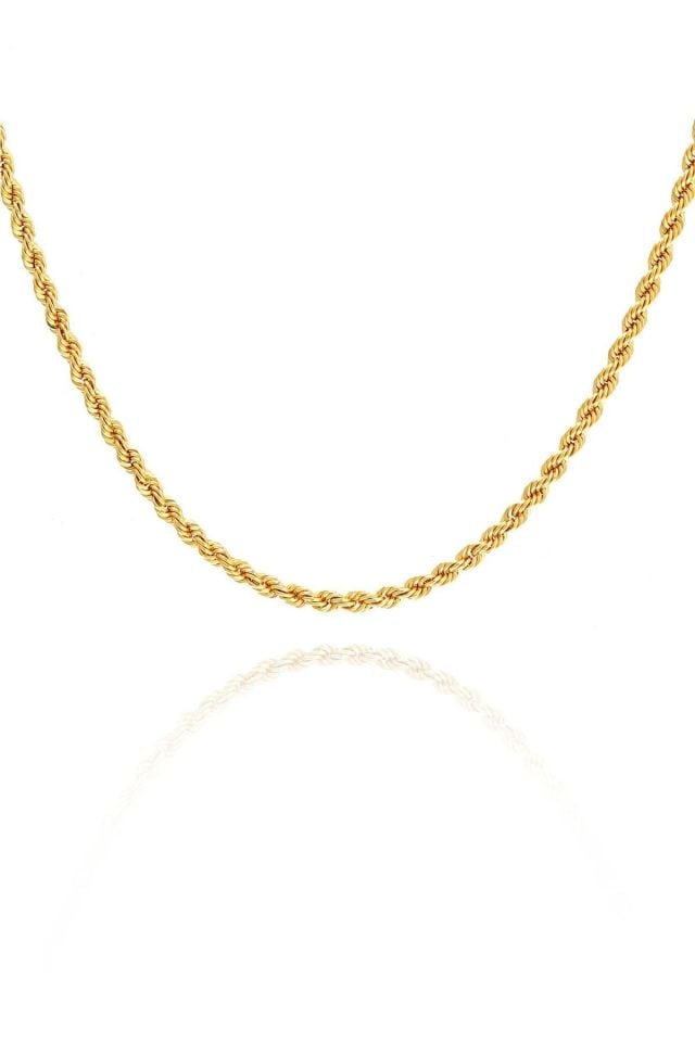 Prenses Pırlanta-14 Ayar Altın Halat Burgu Zincir Altın Kolye Modeli 100 cm