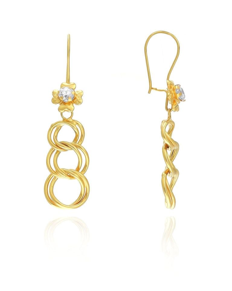 Prenses Pırlanta-Sallantılı Samanyolu-14 Ayar Altın Küpe Modeli 5,71 gr