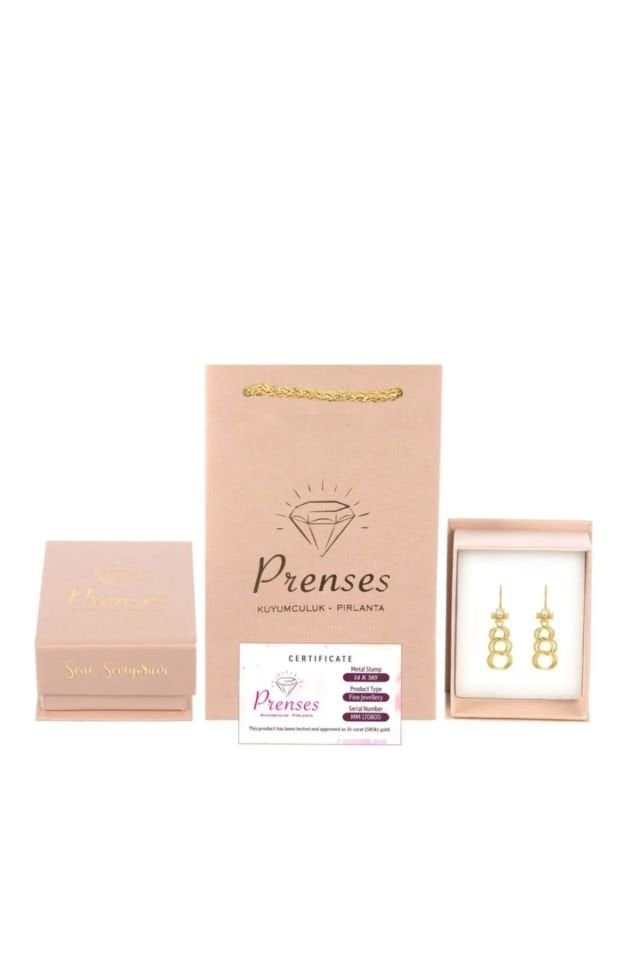 Prenses Pırlanta-Sallantılı Samanyolu-14 Ayar Altın Küpe Modeli 5,71 gr