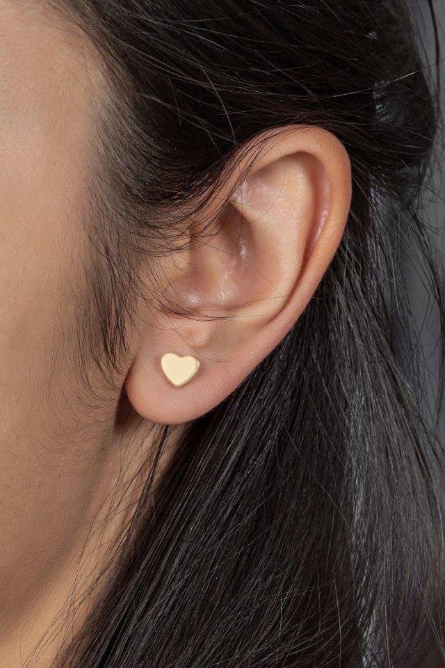 Prenses Pırlanta-Kalpli-14 Ayar Altın Küpe Modeli 1,30 gr