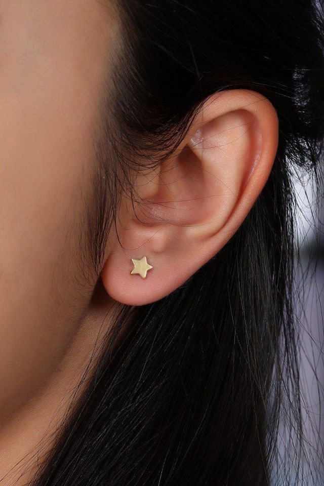 Prenses Pırlanta-Yıldız-14 Ayar Altın Küpe Modeli 1,10 gr