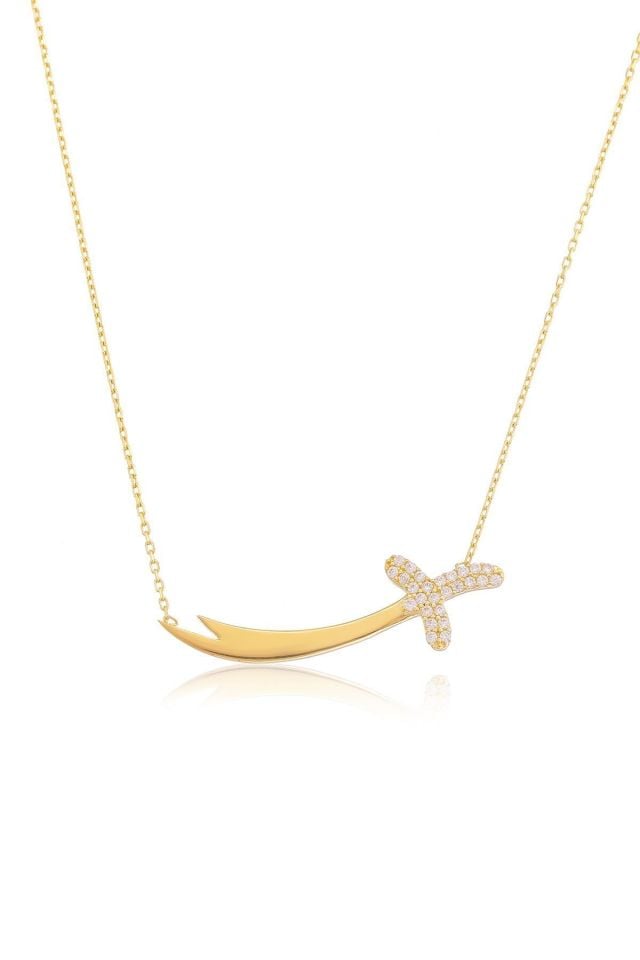 Prenses Pırlanta-14 Ayar Altın Taşlı Zülfikar Altın Kolye Modeli