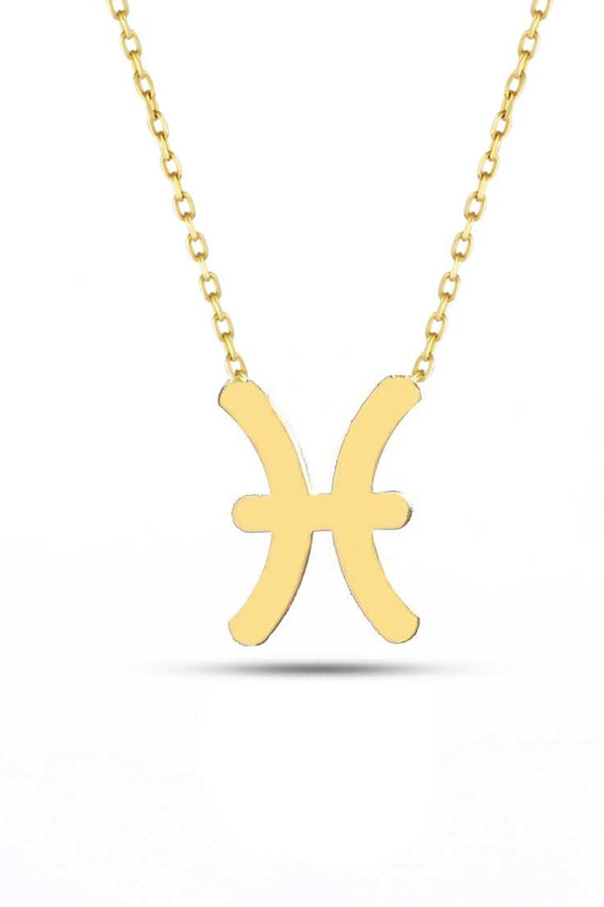 Prenses Pırlanta-14 Ayar Altın Mini Balık Burç Altın Kolye Modeli