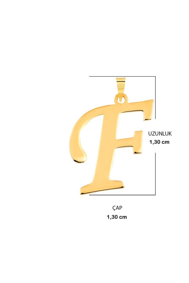 14 Ayar Altın F Harfi Kolye Ucu El İşi Tasarım Harf Zincir Dahil Değildir