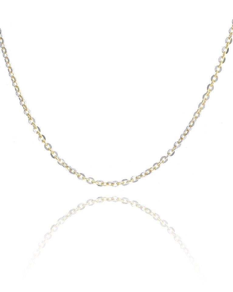 Prenses Pırlanta-14 Ayar Altın İki Renk Sarı Beyaz İtalyan Zincir