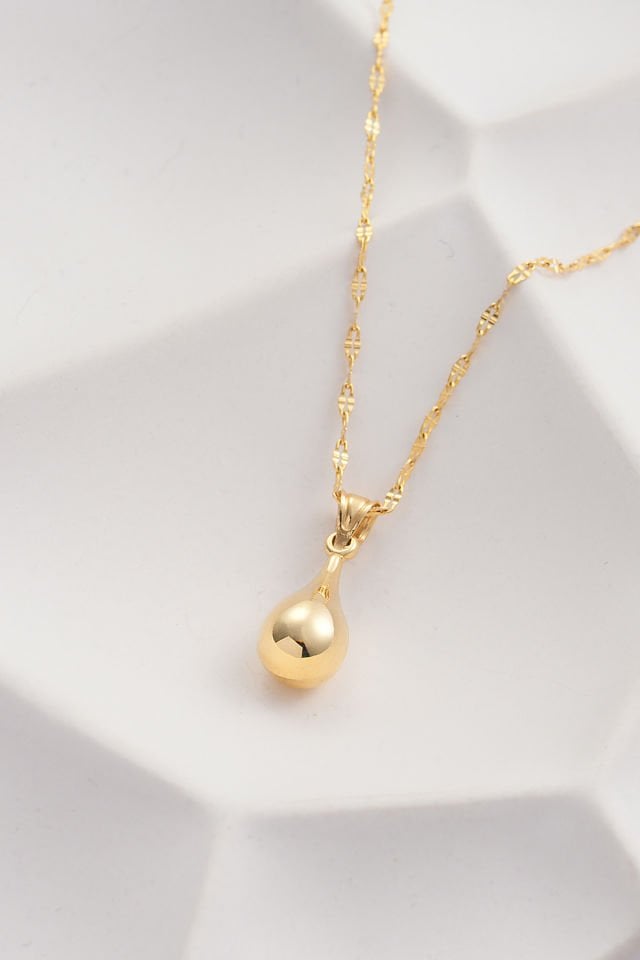 PRENSES PIRLANTA 14 Ayar Altın Aynalı Zincir Damla Altın Kolye (40cm,45cm,50cm,55cm)