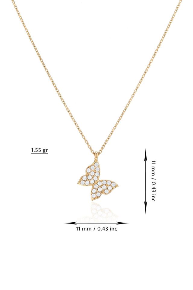 Prenses Pırlanta-14 Ayar Altın Kelebek Altın Kolye Modeli