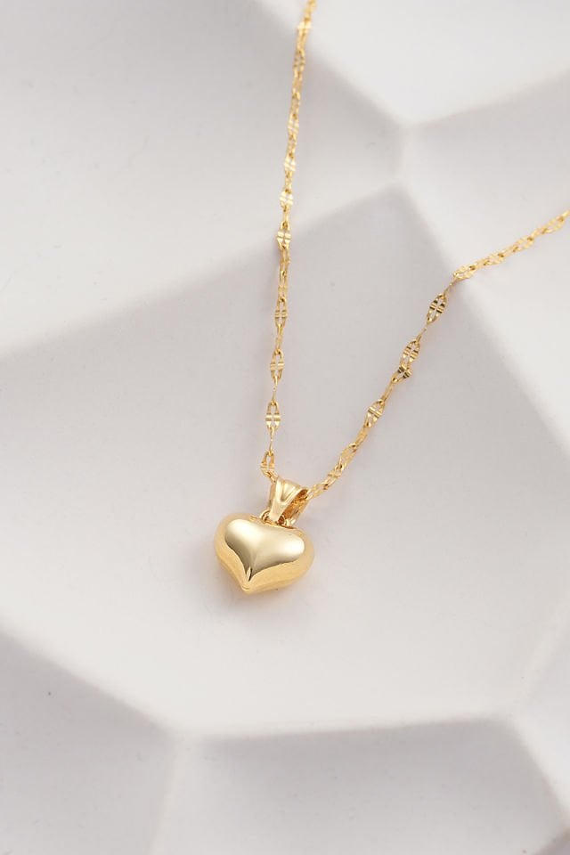 PRENSES PIRLANTA 14 Ayar Altın Aynalı Zincir Kalpli Altın Kolye (40cm,45cm,50cm,55cm)