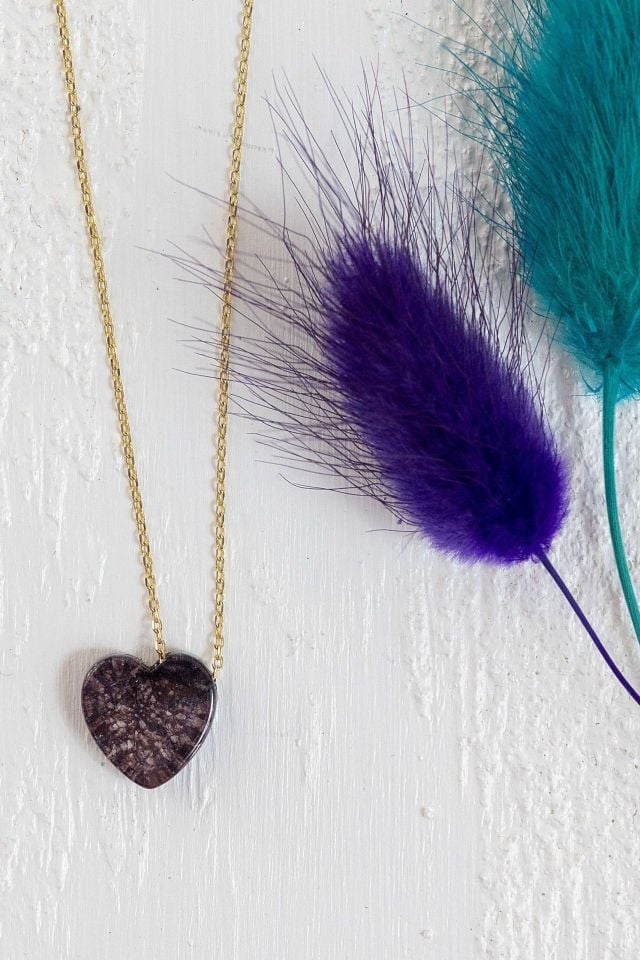 Prenses Pırlanta-Taşlı Kalp Altın Kolye Modeli 14 Ayar Altın