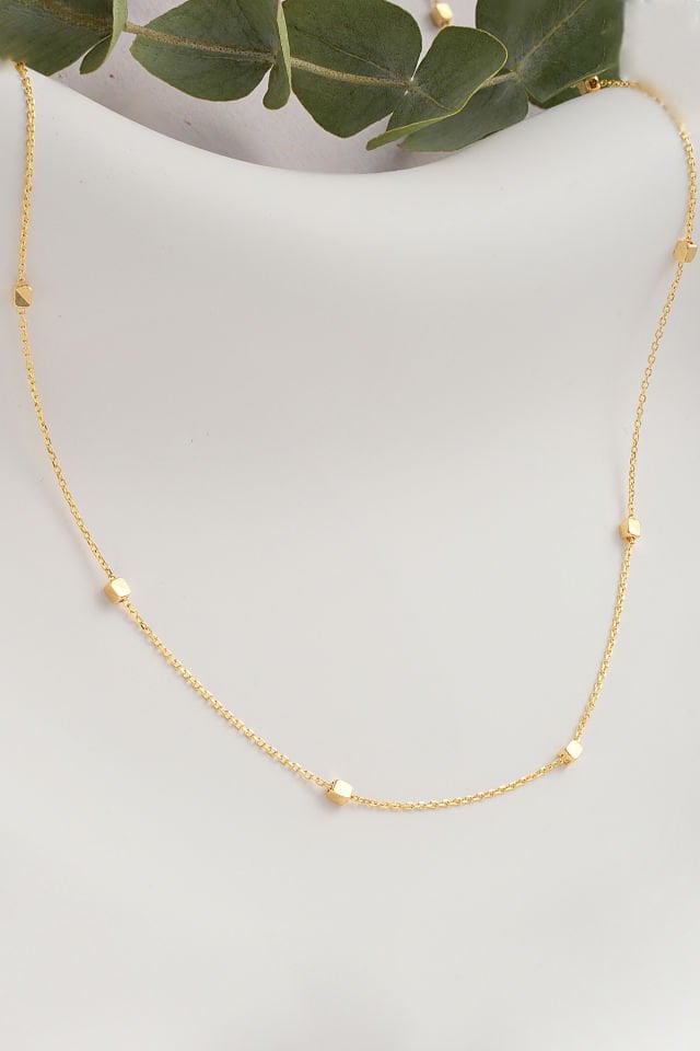 PRENSES PIRLANTA 14 Ayar Altın Küp Forse Zincir Kolye (40cm,45cm,50cm,55cm)