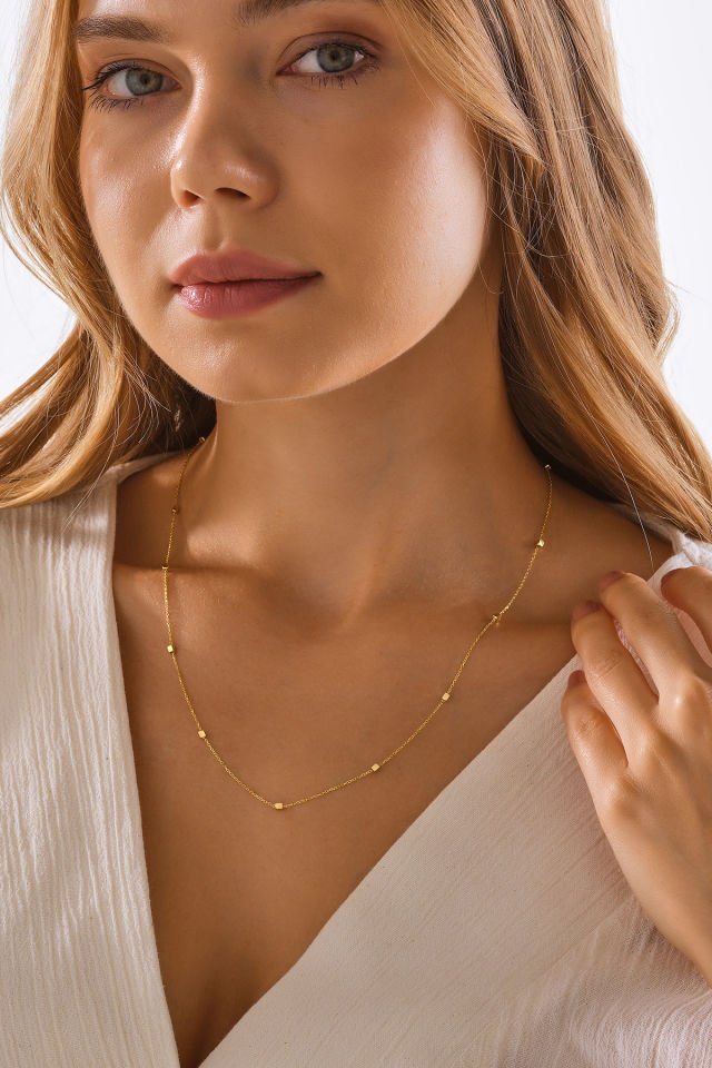 PRENSES PIRLANTA 14 Ayar Altın Küp Forse Zincir Kolye (40cm,45cm,50cm,55cm)