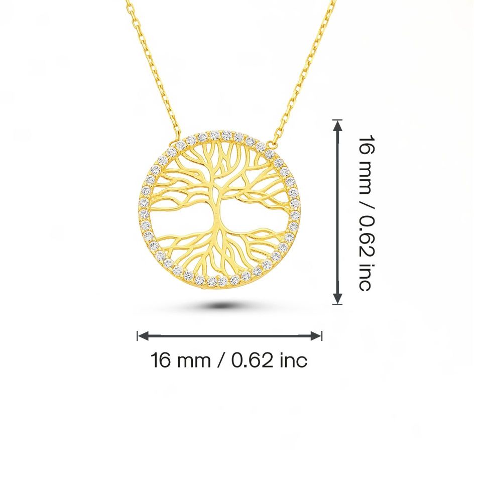 Prenses Pırlanta-14 Ayar Altın Hayat Ağacı Altın Kolye Modeli ''45 cm''