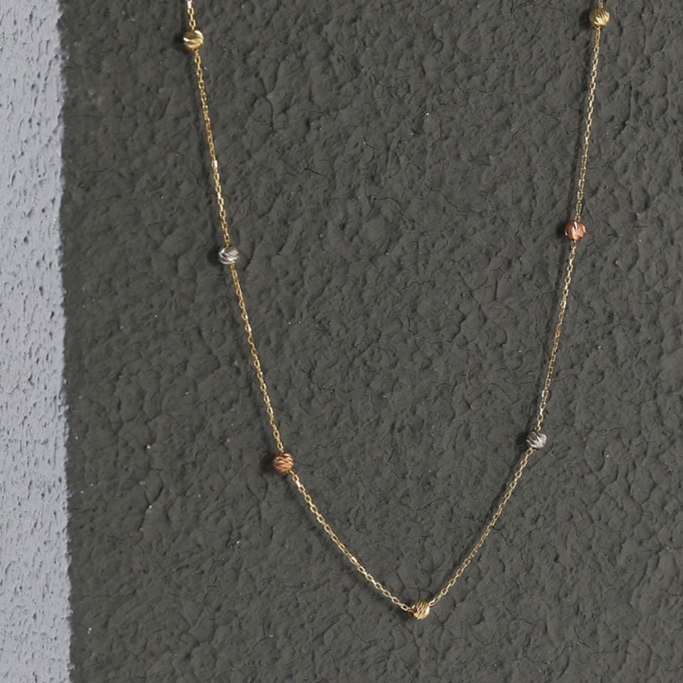 Prenses Pırlanta-14 Ayar Altın Dorika Toplu Altın Kolye Modeli ''45 cm''