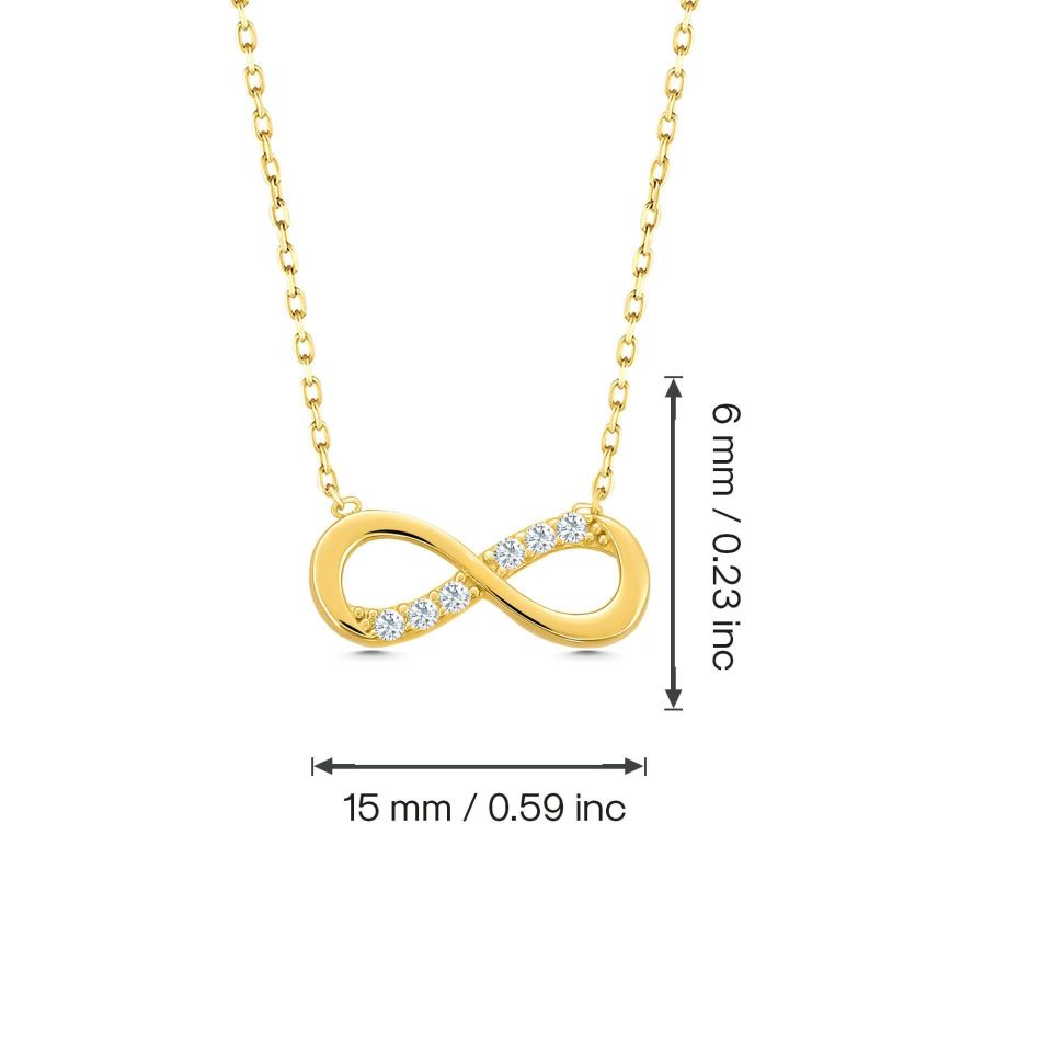 Prenses Pırlanta-14 Ayar Altın Taşlı Sonsuzluk Aşk Altın Kolye Modeli ''45 cm''