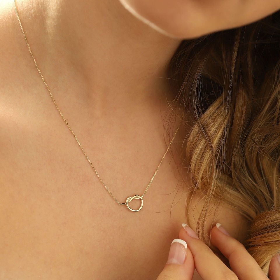 Prenses Pırlanta-14 Ayar Altın Kalp Altın Kolye Modeli ''45 cm''