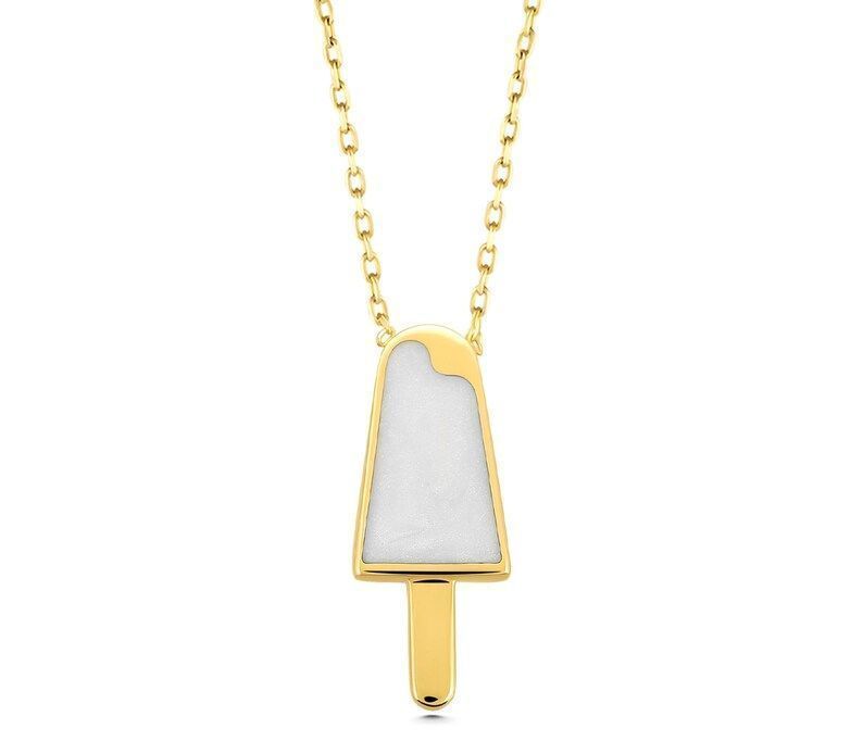 Prenses Pırlanta-14 Ayar Altın Mineli Dondurma Altın Kolye Modeli ''45 cm''