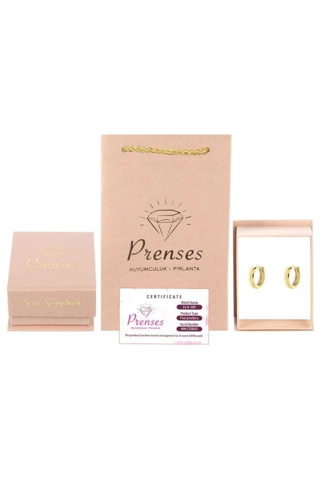 Prenses Pırlanta-Altın Halka Küpe-14 Ayar Altın Küpe Modeli 1,90 gr