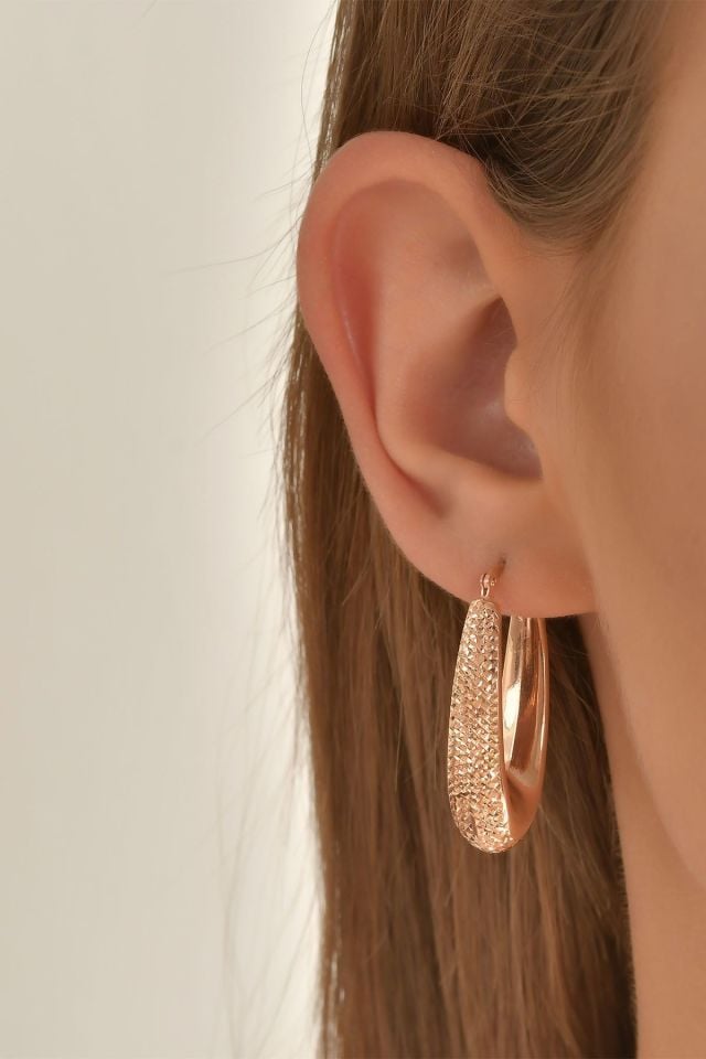 Prenses Pırlanta-14 Ayar Rose Altın V-14 Ayar Altın Küpe Modeli 4,60 gr