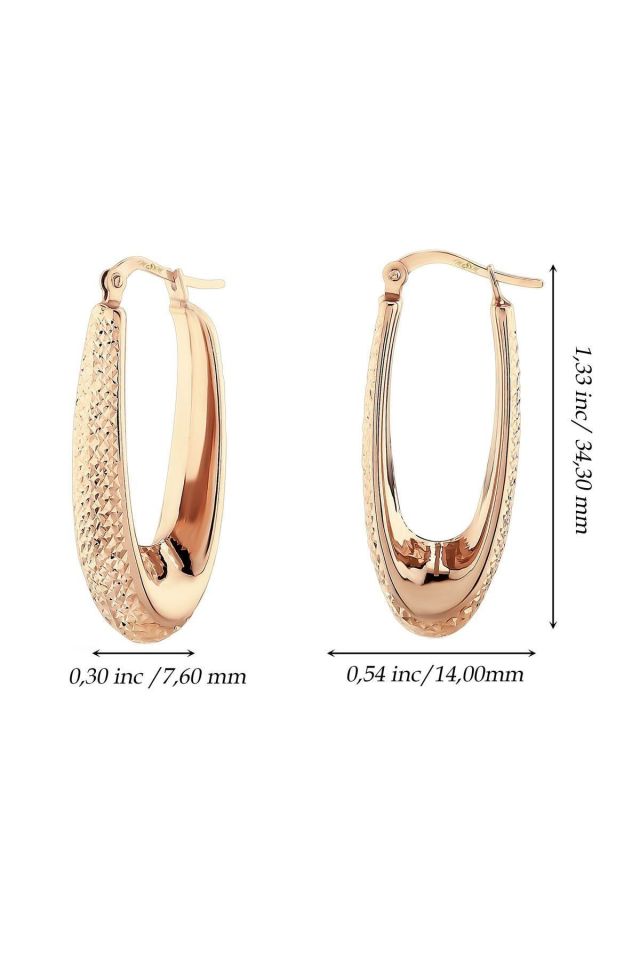 Prenses Pırlanta-14 Ayar Rose Altın V-14 Ayar Altın Küpe Modeli 4,60 gr