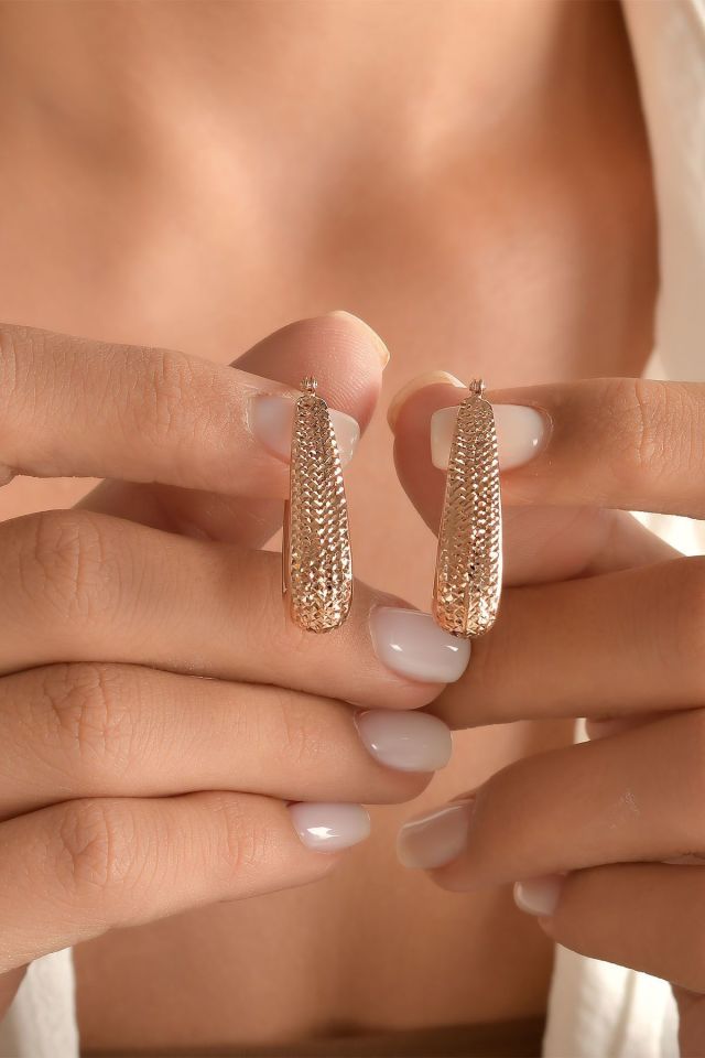 Prenses Pırlanta-14 Ayar Rose Altın V-14 Ayar Altın Küpe Modeli 4,60 gr