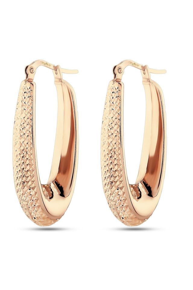 Prenses Pırlanta-14 Ayar Rose Altın V-14 Ayar Altın Küpe Modeli 4,60 gr