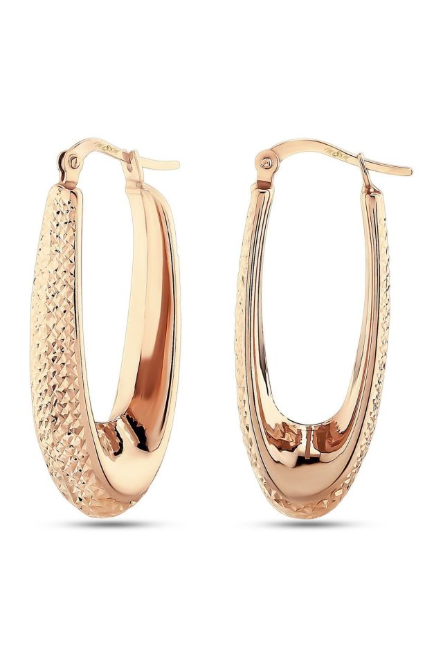 Prenses Pırlanta-14 Ayar Rose Altın V-14 Ayar Altın Küpe Modeli 4,60 gr