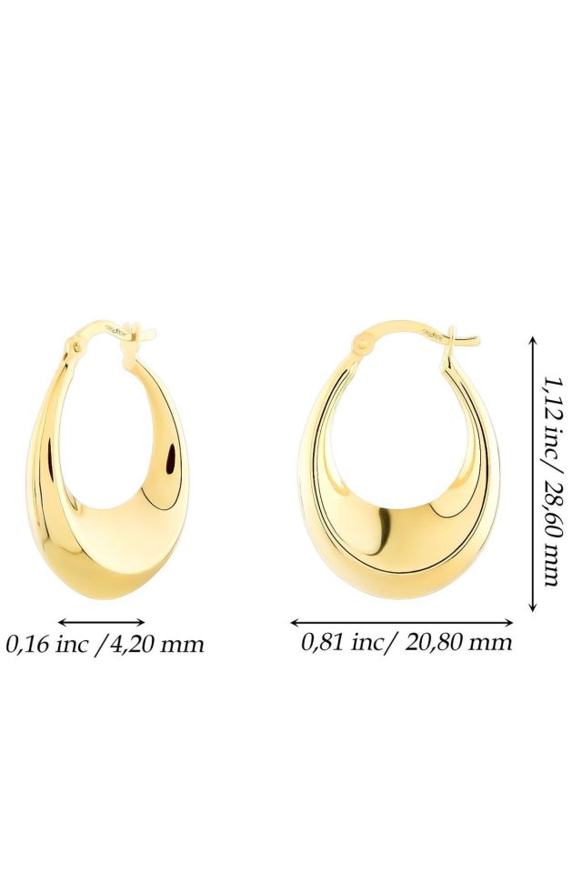 Prenses Pırlanta-Oval Altın Halka Küpe-14 Ayar Altın Küpe Modeli 3,00 gr