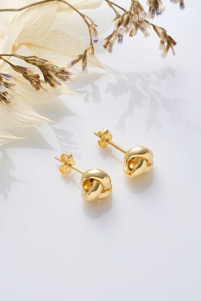 14 Ayar Altın Düğüm Küpe