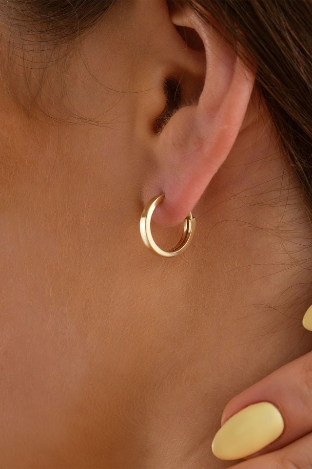 14 Ayar Altın Gizli Kilit Halka Küpe