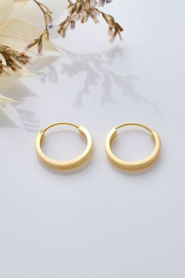 14 Ayar Altın Gizli Kilit Halka Küpe