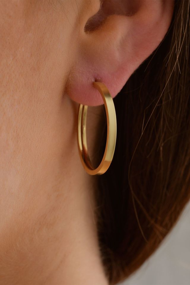 14 Ayar Altın Gizli Kilit Halka Küpe