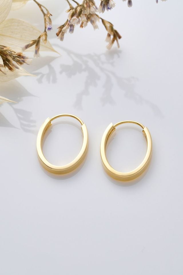 14 Ayar Altın Gizli Kilit U Küpe