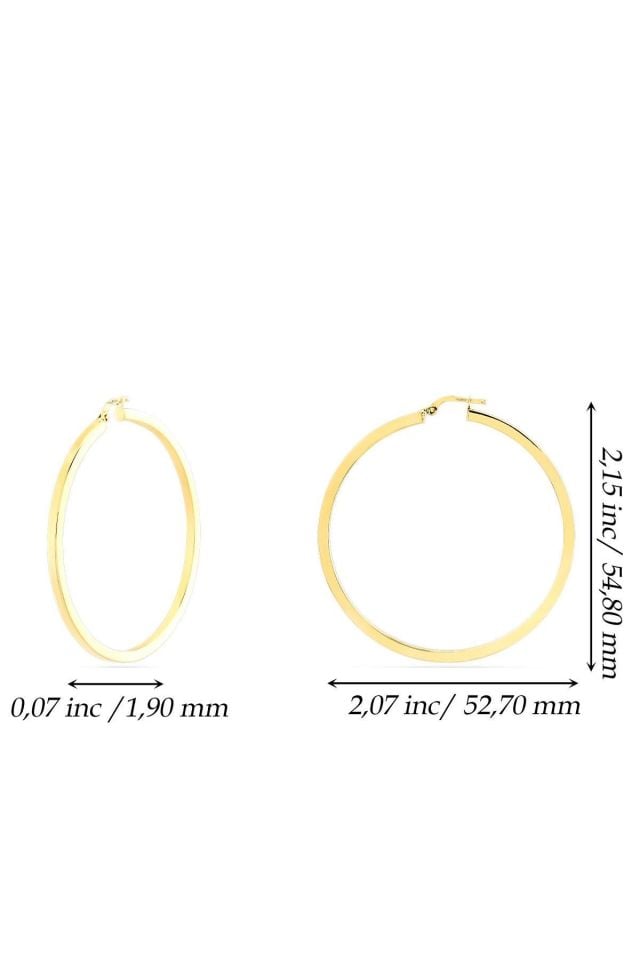 Prenses Pırlanta-Büyük Boy Köşeli Altın Halka Küpe-14 Ayar Altın Küpe Modeli 2,90 gr