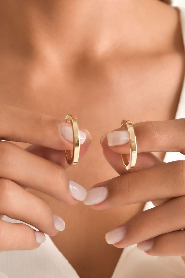 Prenses Pırlanta-Köşeli Altın Halka Küpe-14 Ayar Altın Küpe Modeli 2,70 gr