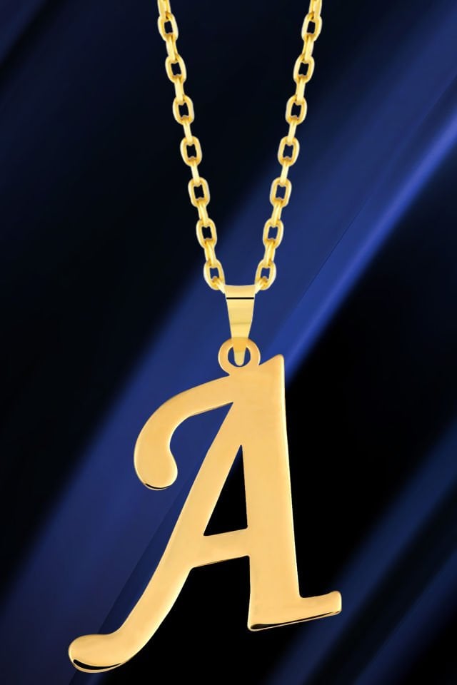 PRENSES PIRLANTA Kadın 14 Ayar Altın Harf Kolye El işi A & Z Harfi Altın Kolye Zincirli Harf Kolye 42 Cm