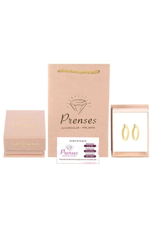 Prenses Pırlanta-2 cm İtalyan Düz Alyans Modeli-14 Ayar Altın Küpe Modeli 1,60 gr