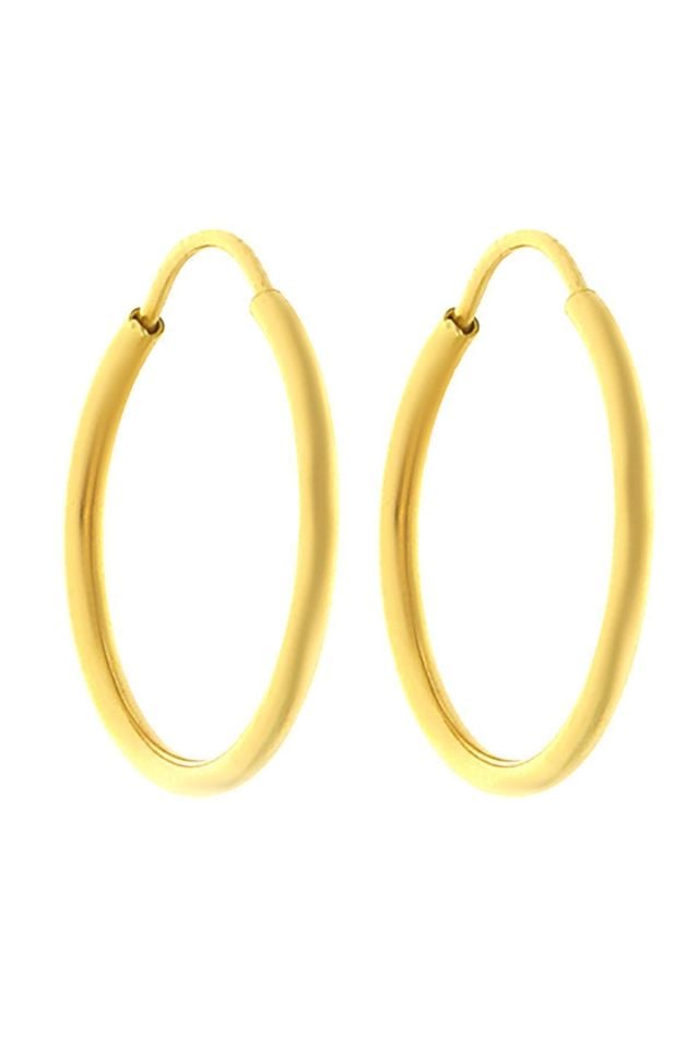 Prenses Pırlanta-1.5 cm Düz Altın Halka Küpe-14 Ayar Altın Küpe Modeli 0,90 gr