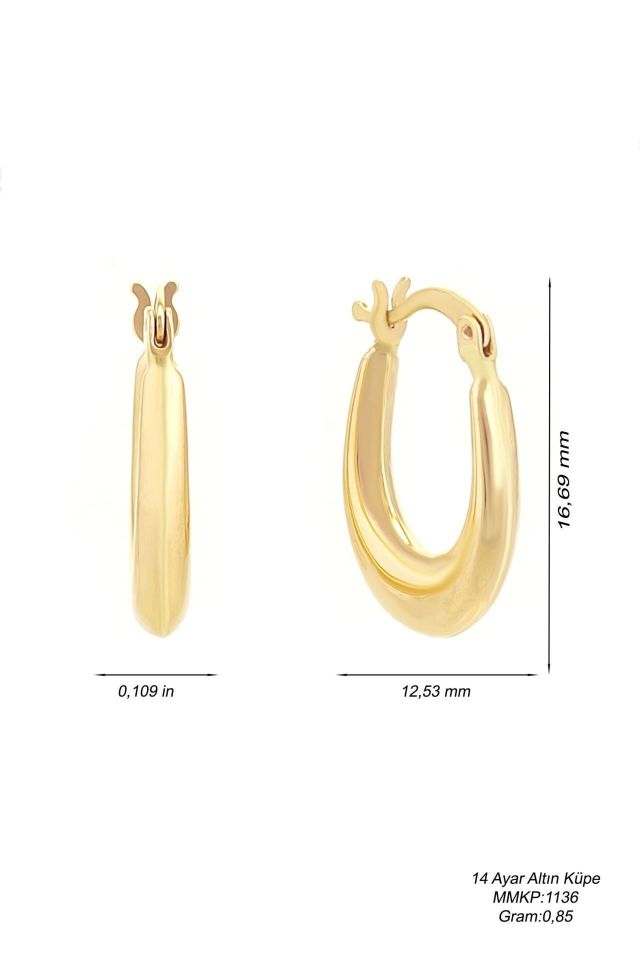 Prenses Pırlanta-Altın Halka Küpe-14 Ayar Altın Küpe Modeli 0,90 gr