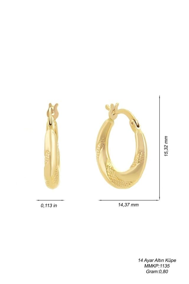 Prenses Pırlanta-Altın Halka Küpe-14 Ayar Altın Küpe Modeli 0,80 gr