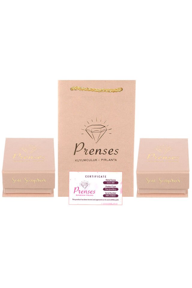 Prenses Pırlanta-Altın Halka Küpe-14 Ayar Altın Küpe Modeli 0,75 gr
