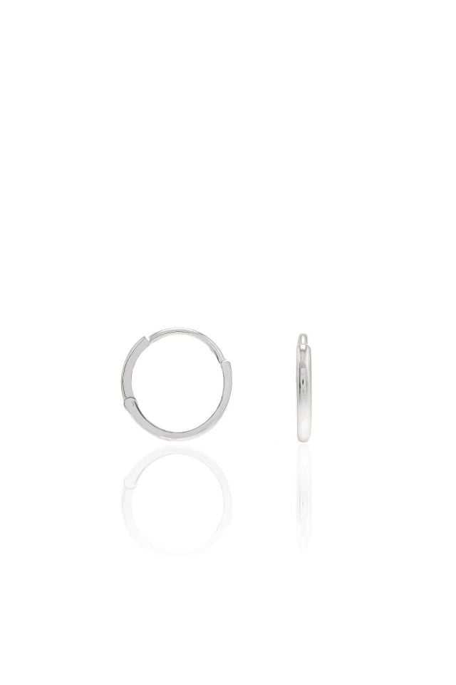 Prenses Pırlanta-14 Ayar beyaz Altın minimal 1.1 cm düz Altın Halka Küpe-14 Ayar Altın Küpe Modeli 0,80 gr